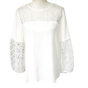$10 Sale NWT Andrew Marc White Top with Crochet Details